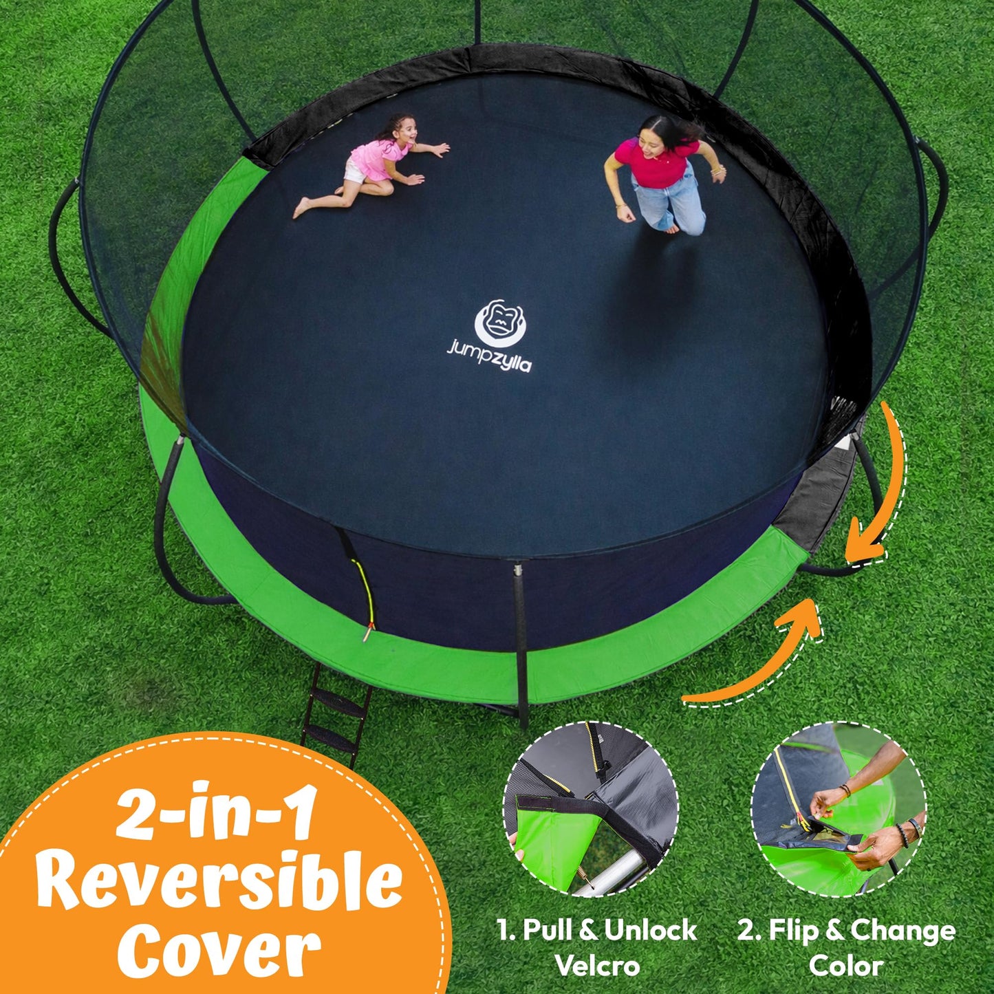 JUMPZYLLA Outdoor Trampoline with Net for Kids 10FT 12FT 14FT 15FT 16FT