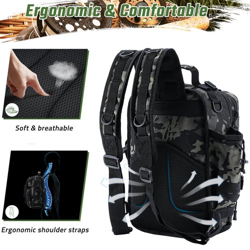Vilante Fishing Tackle Backpack, Military Tactical Backpack Tactical Sling Backpack Bag Fishing Tackle Storage Bag Fish Gear Bag Molle Assault Pack Tactical Hiking Rucksack(Green)