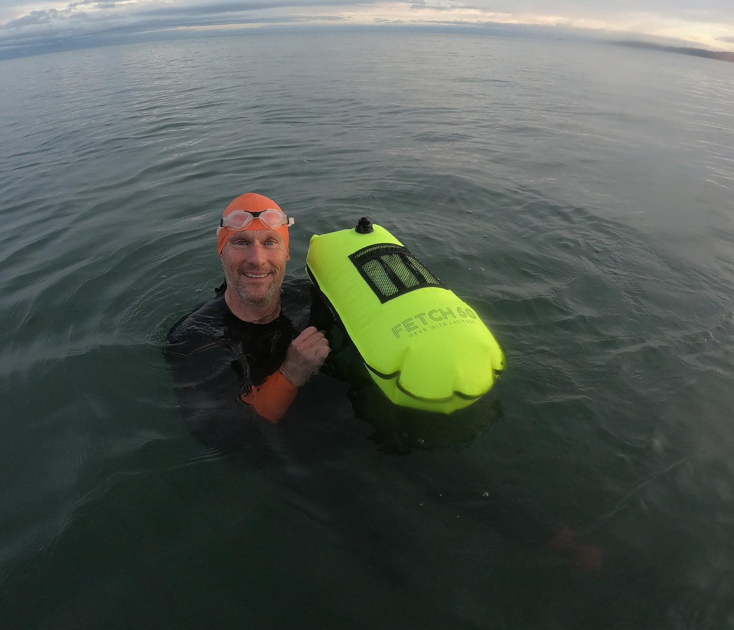 Fetch 50 Swim Buoy Dry Bag | Double Chamber Dry Bag with Handles, Nutrition Pouch and Whistle | Flourcesent Yellow Swimming Tow Float