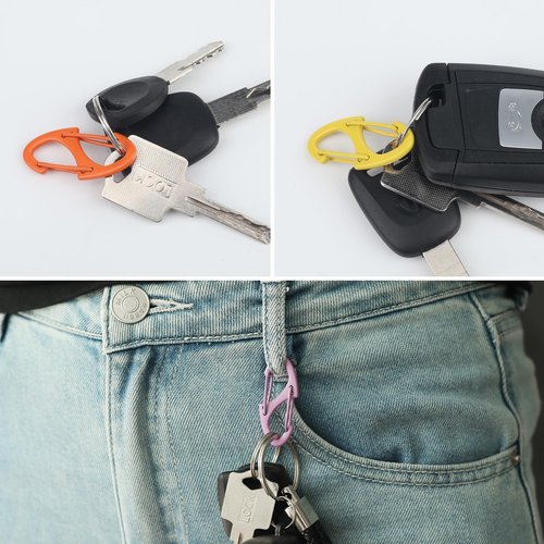 SWATOM 20PCS S Double Sided Mini Carabiner Clip Small Dual Wire Gate Carabiners Keychain Clasp Snap Hooks Tiny Key Clips EDC Accessories for Outdoor Camping Fishing Hiking (Mix Colors 20P)