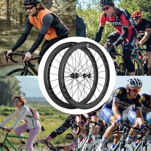 SUPERTEAM Carbon Wheelset 700C Rim Brake 50mm Matte 25mm, Road Bike Wheels Support 8/9/10/11 Speed, Tubeless 25-28c Cycling Accessory, Shim 8-12 Speed
