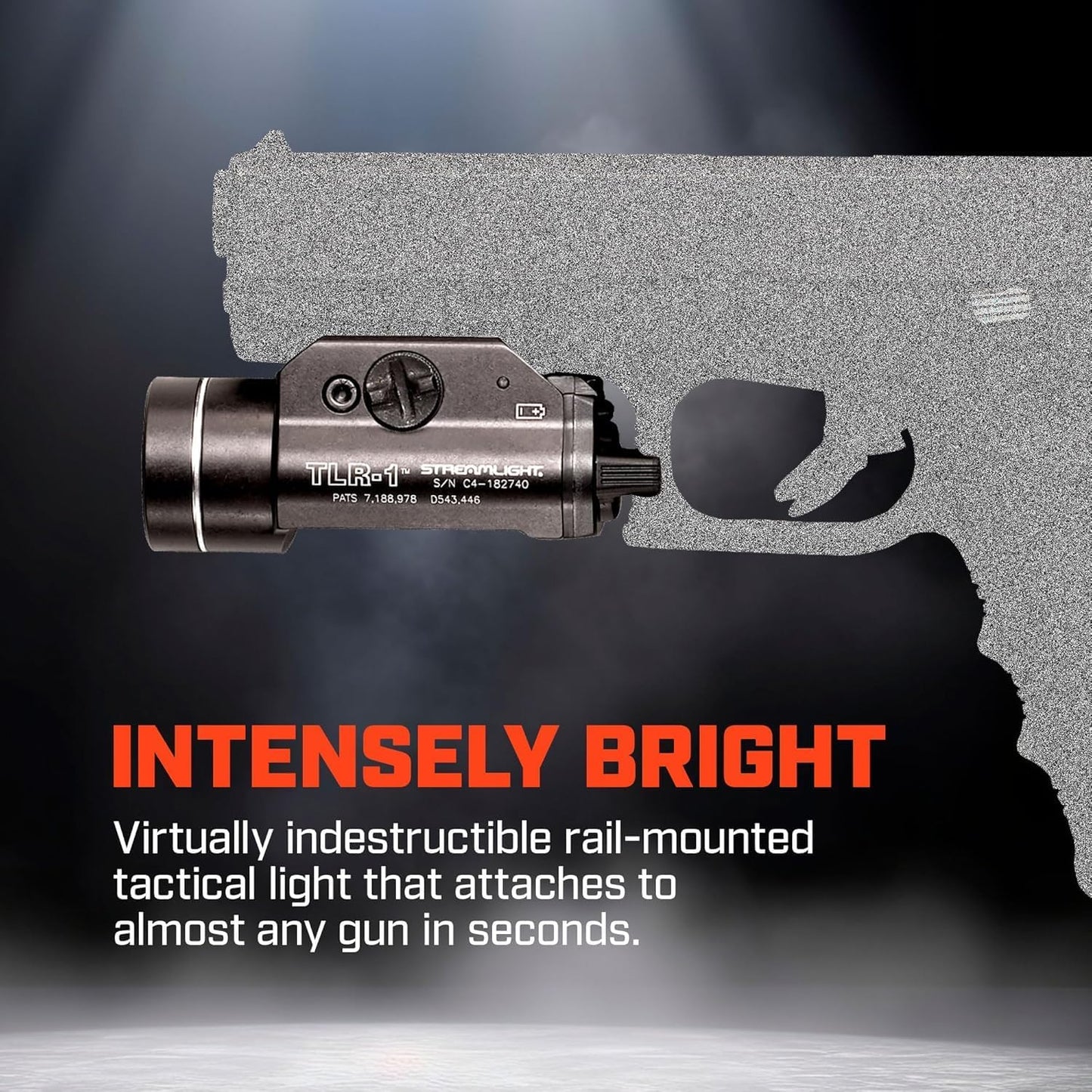 Streamlight 69264 TLR-1 HL 1000-Lumen 20000 Candela Rail-Mounted Tactical Weapon Light with Earless Screw and Specific Compatibility Rail Locating Keys, Black