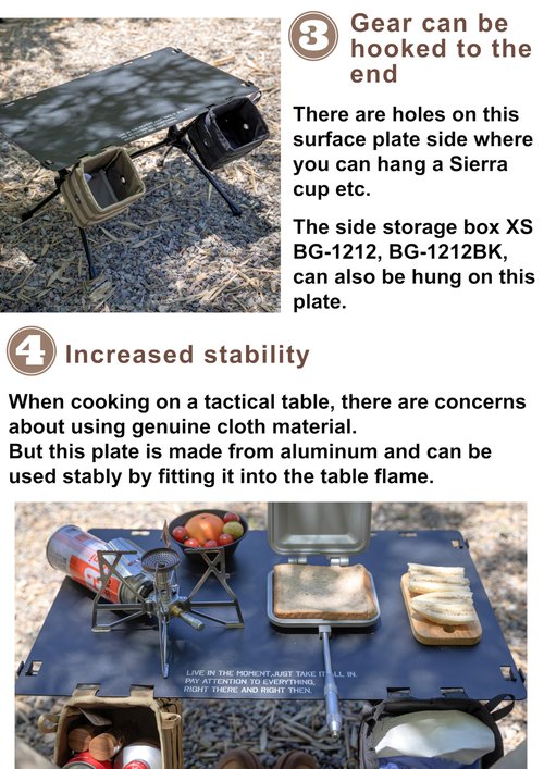 camping moon Hard Top Plate Aluminum Alloy for Tactical Table One Black T-510-TB