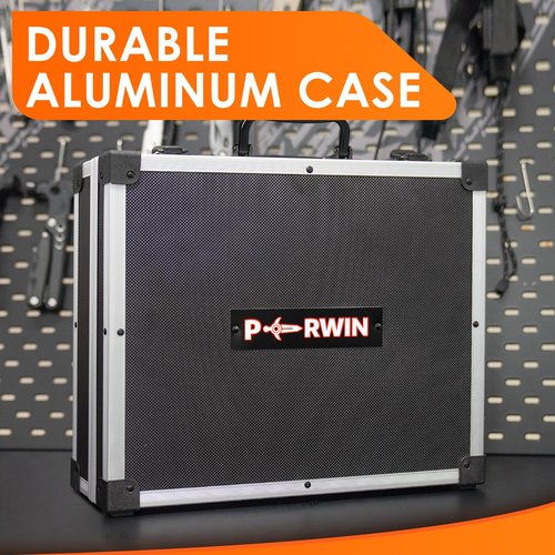 PERWIN Universal Gun Cleaning Kit Deluxe for All Caliber Pistol Rifle Handgun Shotgun Hunting Cleaning Kits with All Brass Brushes, Rods, Jags, Screwdriver Set and high-end Aluminum Box