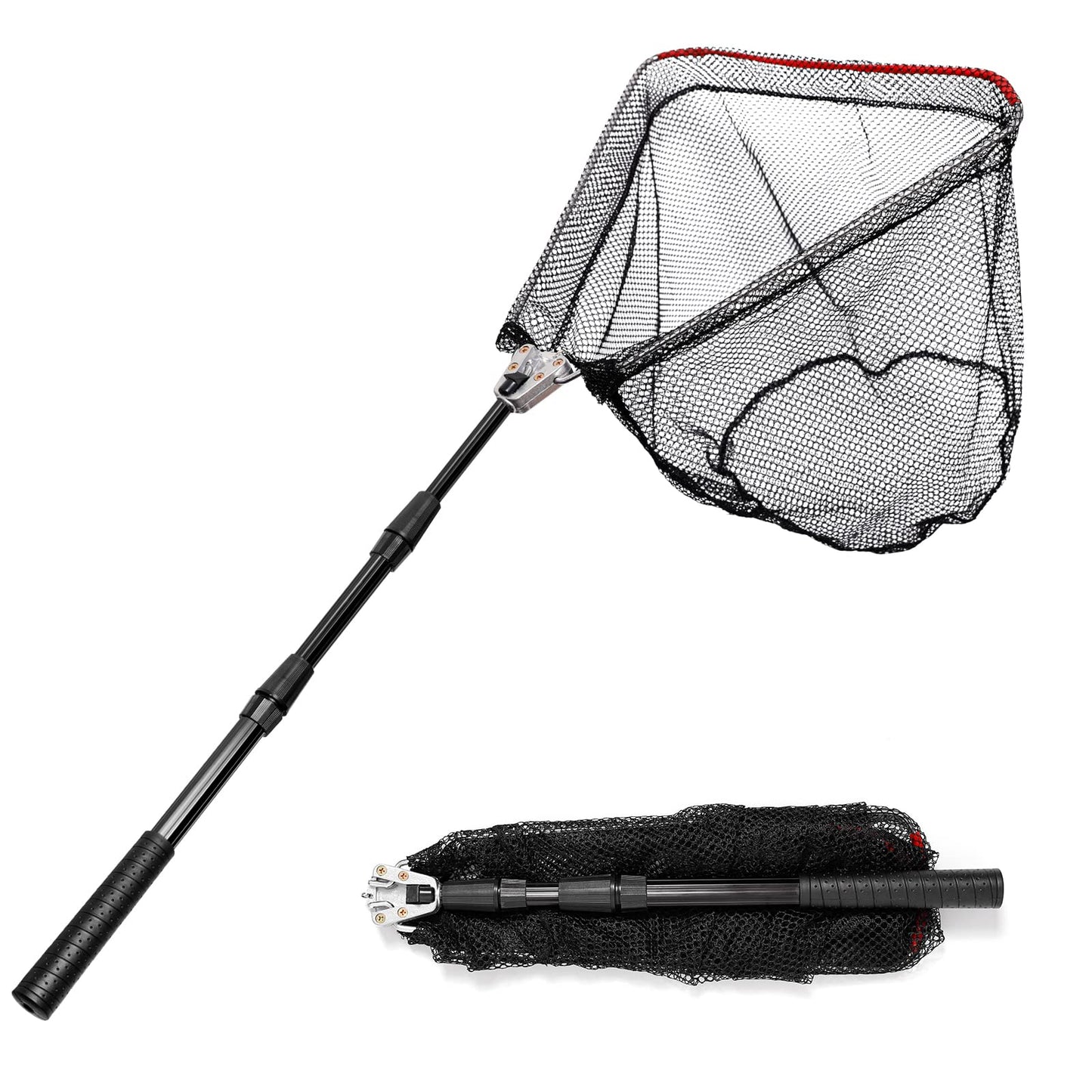 Fishing Landing Net, Fishing Net for Freshwater Saltwater with Long Telescoping Pole Handle Foldable Collapsible Small Fish Net for Kids Men Women Easy Catch Release