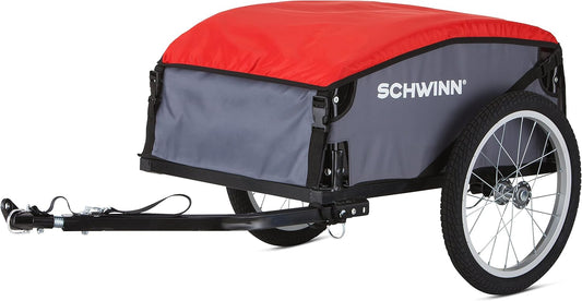Schwinn Daytripper or Porter Bike Cargo Trailer, Holds up to 100 lb, Universal Coupler, Folding Frame, Quick-Release Wheels, 16-Inch Tires, Interior D-Rings, Schwinn Bike Trailer for Carrying Cargo