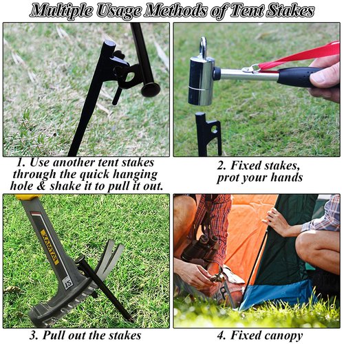 CYEAH 24 Pcs Tent Stakes, Heavy Duty 8 inch Steel Tent Pegs, Forged Steel Tent Stakes Heavy Duty, Metal Tent Pegs for Camping, Metal Stakes for Tent Used on Rocks, Snowfield and Grassland