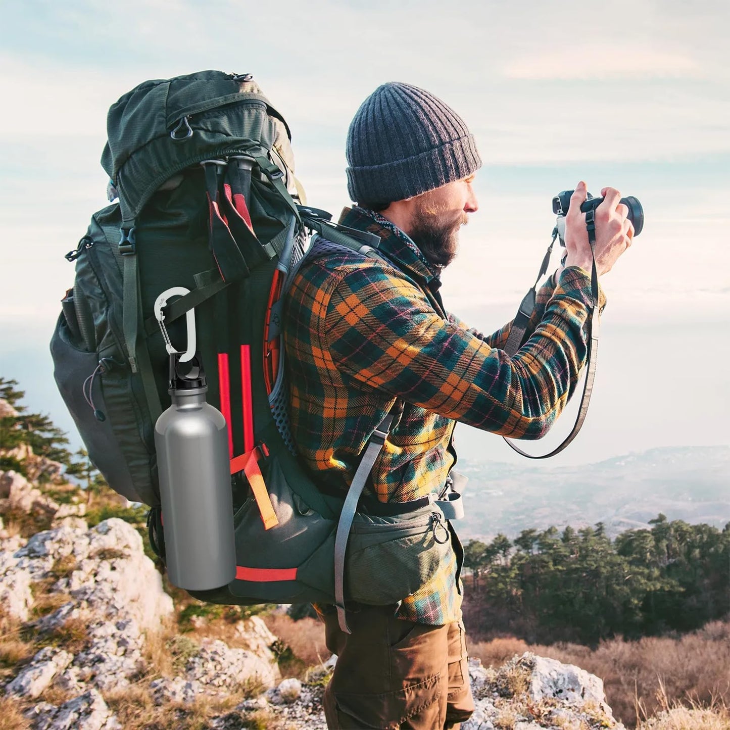 6 Pack Carabiner Clip D-Shape Spring for Keychain, 3 inch Heavy Duty Keychain Clip for Climbing Fishing Hiking Outdoor Clip Hook White