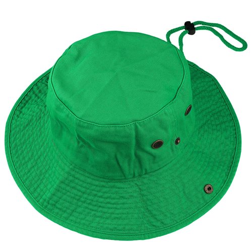 Wide Brim Hiking Fishing Safari Boonie Bucket Hats 100% Cotton UV Sun Protection for Men Women Outdoor Activities L/XL Kelly Green