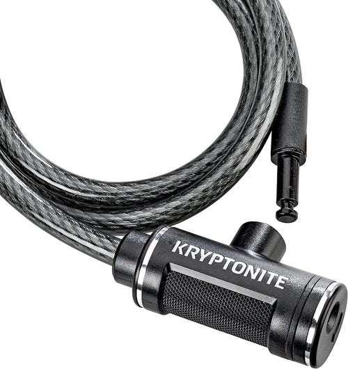 Kryptonite Bike Lock Cable, 6ft. x 12mm Braided Steel Cable Anti-Theft Security Bicycle Lock with Keys for Outdoor Equipment, Bicycles, Scooters, Fence, Gate,Black