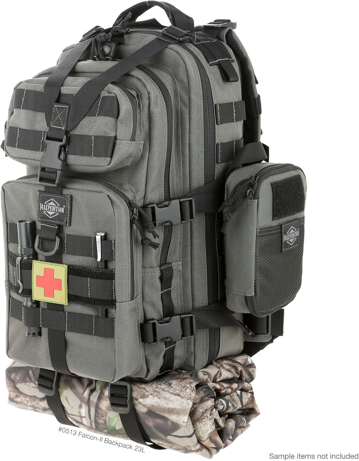 MAXPEDITION Falcon-II Backpack (Wolf Gray) 23L Tactical Backpack, Survival Pack, Bug Out Bag, MOLLE Compatible Go Bag Optimized for EDC & Military, 0513W