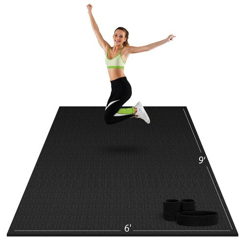 LifeTrim 9' x 6' x 1/4" Non Slip Extra Large Exercise Mat XL Wide Mats For Home Workout Cardio Fitness Home Gym Mat Durable Use With or Without Shoes Thick Exercise Floor Mats For Carpet Tile Concrete