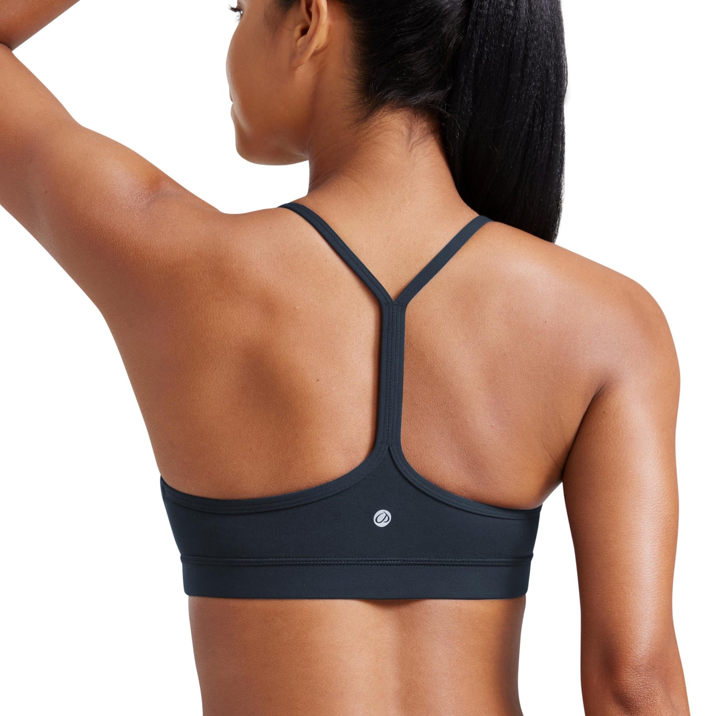 CRZ YOGA Butterluxe Y Back Sports Bras for Women - Padded Racerback Low Impact Spaghetti Thin Strap Workout Yoga Top True Navy Large