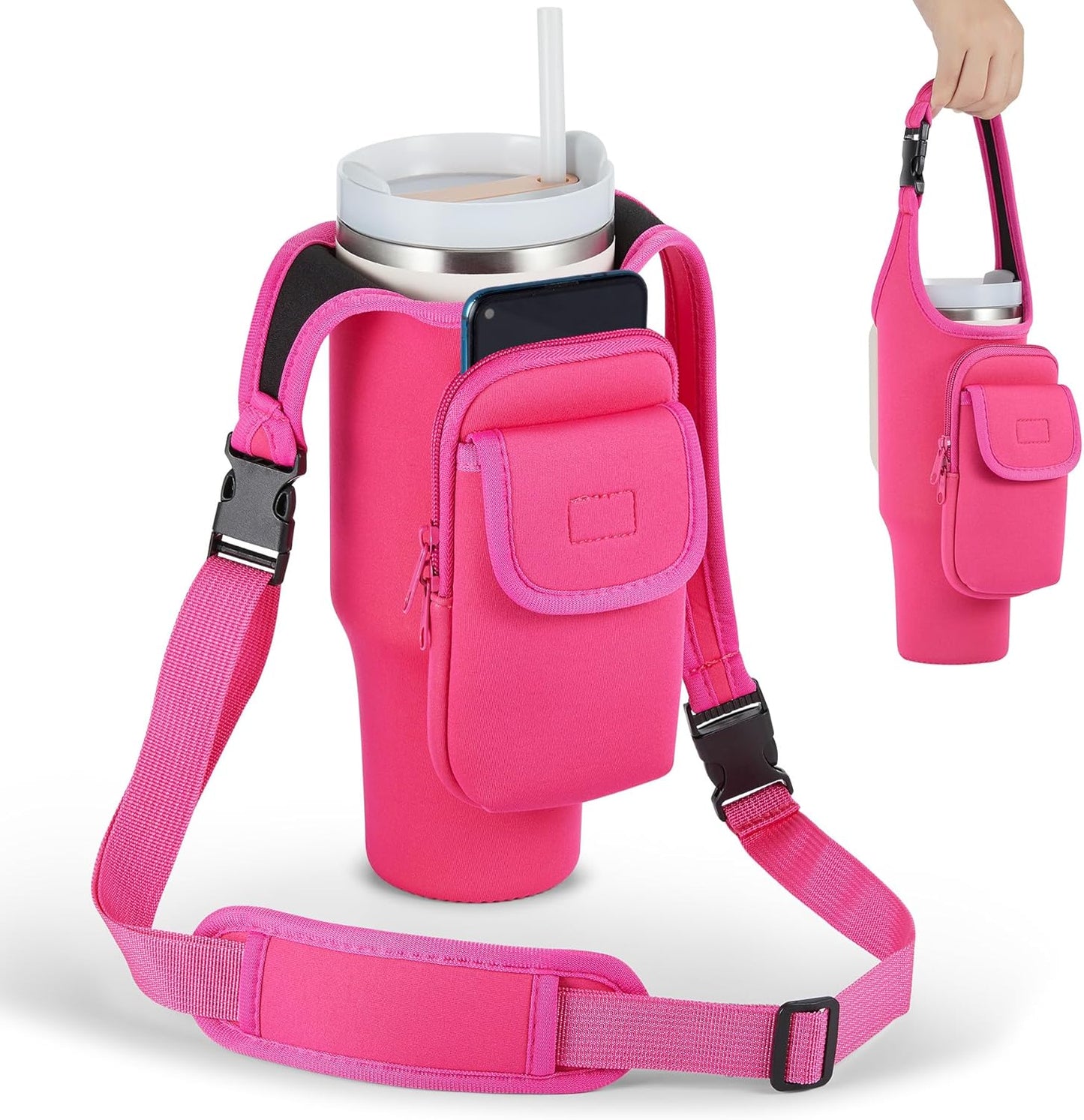 Insulated Neoprene Carrier Bag for Stanley 40/30oz Tumbler | Phone & Flap Pockets