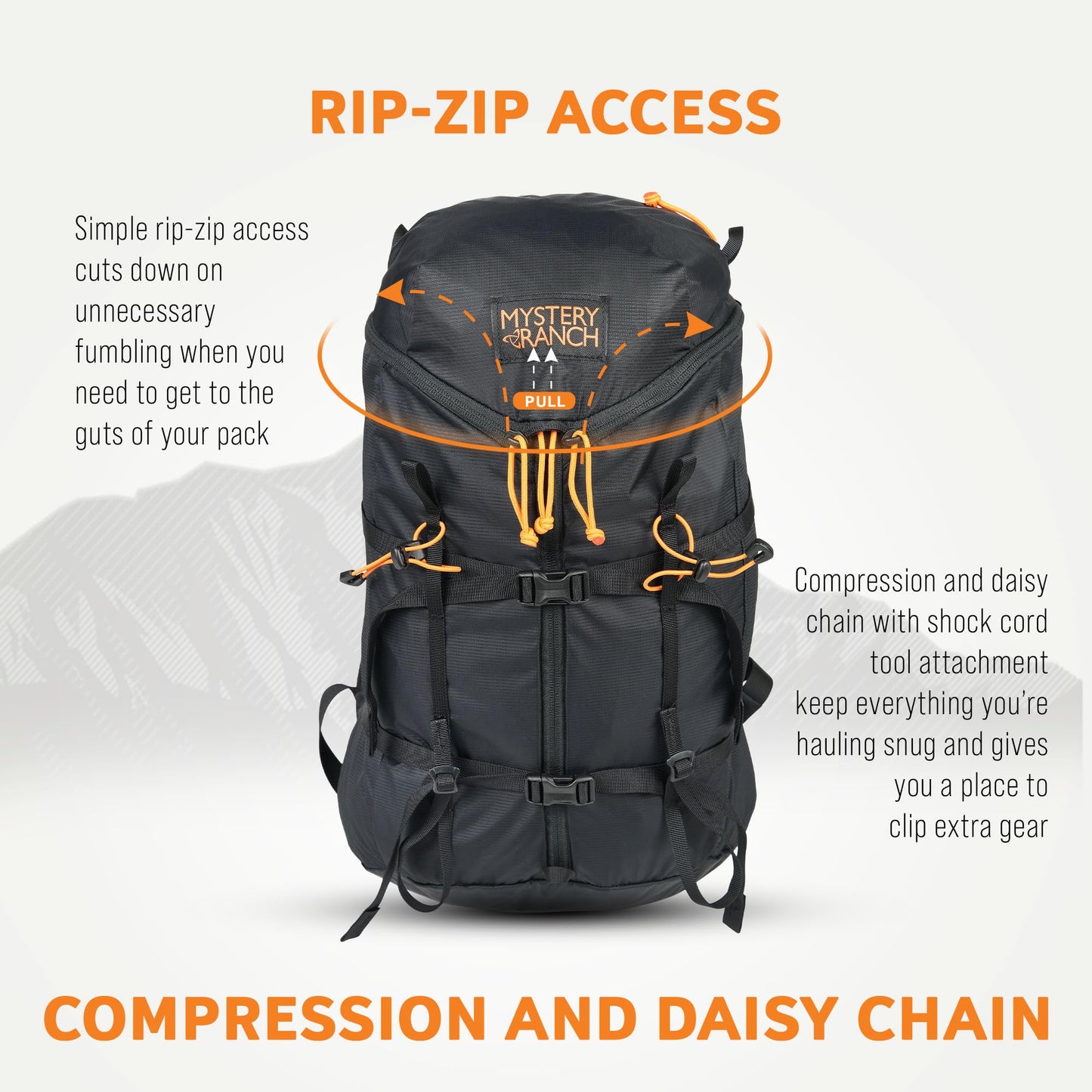 Mystery Ranch Gallagator 20 Backpack – Weather Resistant Travel Bag with Sternum Strap – Black, 20L, L/XL