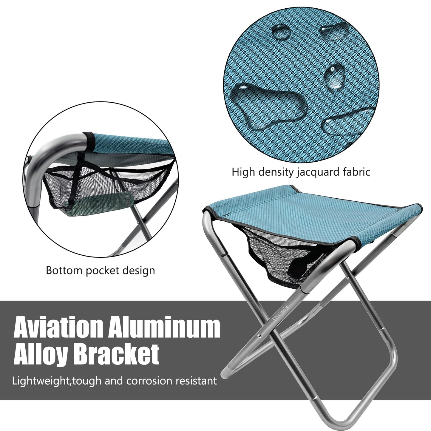 XHKDSYMC 16 Inch Tall Portable Folding Camping Stool - Aluminum Alloy Lightweight Seat With Carry Bag for Fishing, Outdoor Camping, Hiking and BBQ - Red