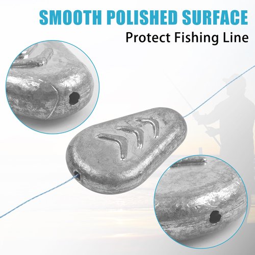 No Roll Sinker Fishing Weights Sinkers, Catfish Sinkers Flat Inline Sinkers Weights No Snag Slip Sinkers Saltwater Surf Fishing Weights Gear Tackle Fishing Weights Sinkers for Catfishing Rigs