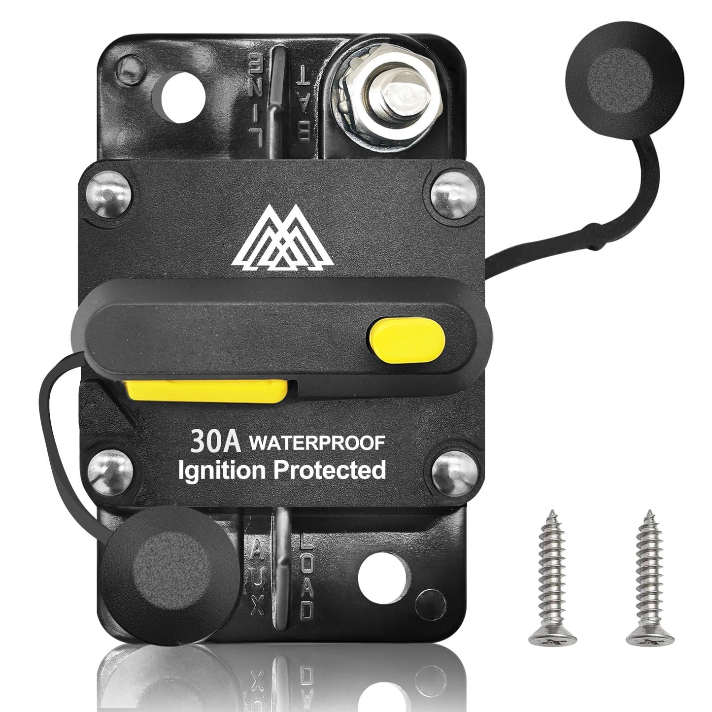 30 Amp Circuit Breaker Switch 30A Waterproof Fuse Inline Holder with Manual Reset Car Marine Trolling Motors Boat RV ATV 12V-48VDC Waterproof Audio System