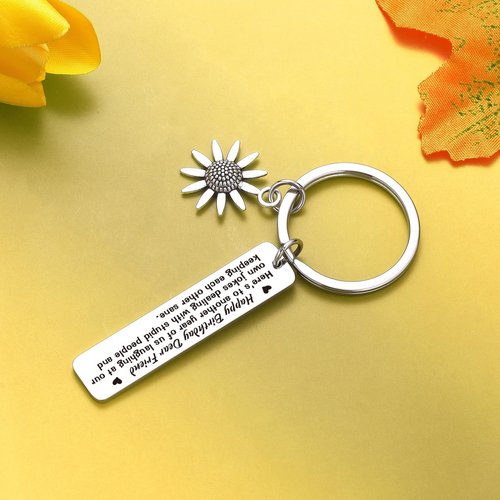 ZQEOU Birthday Keychain For Women Friendship Gift For Best Friend Jewelry Bestie BFF Gifts For Women Maid of Honor Gifts Cousin Keychain Soul Sister Jewelry Longtime Friend Gift