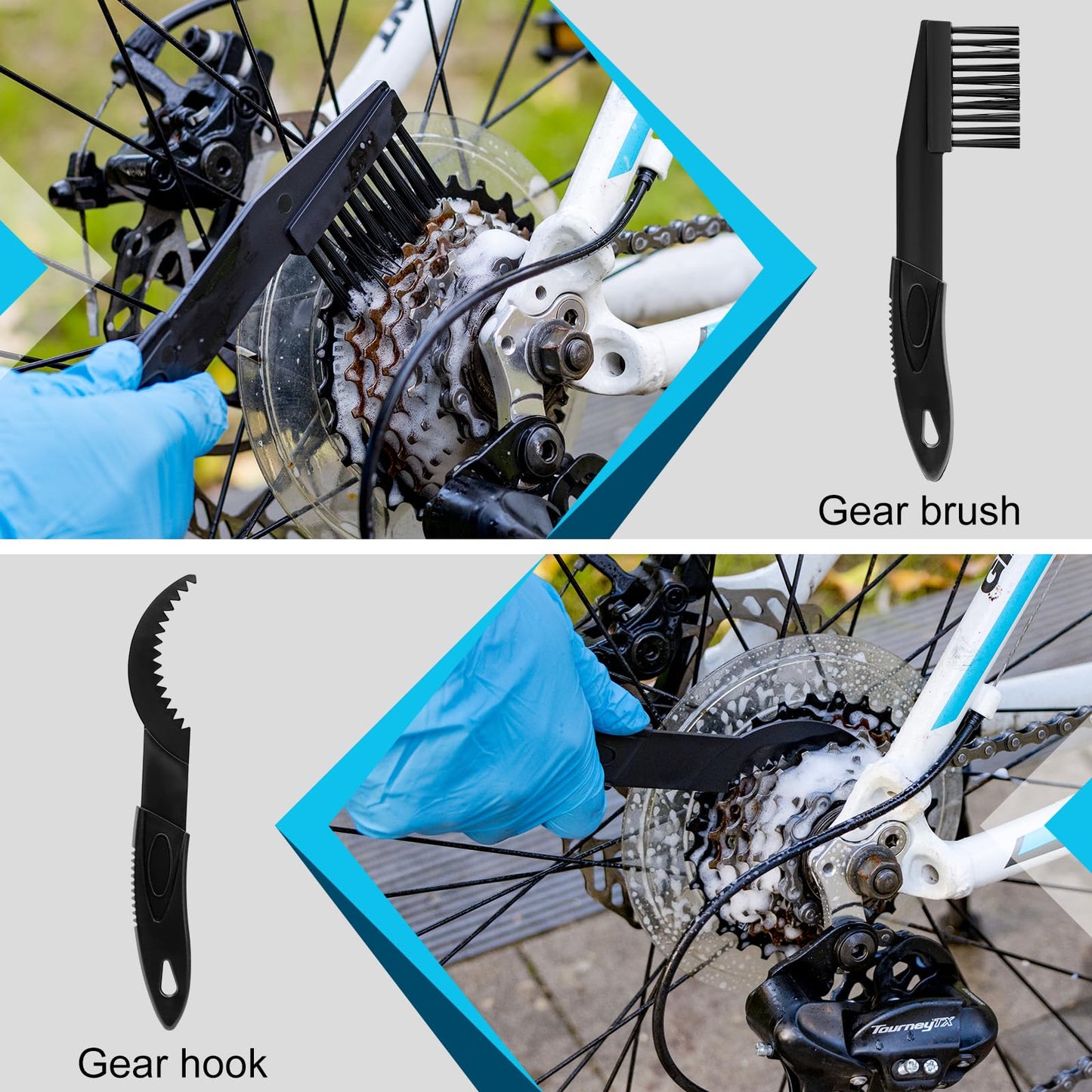 Airmates Bike Chain Cleaning Kit - Including Bicycle Chain Cleaner Degreaser, Cycling Chain Lube, Bike Cleaner Brush Tool and Gloves Suitable for MTB Ebike Road Bike and Trail Bikes
