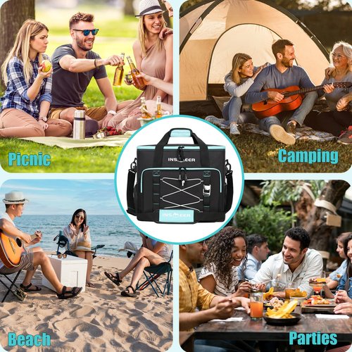 [Upgrade] INSMEER Large Cooler Bag 90 Cans/55L, Insulated Soft Sided Cooler with Shoulder Strap, Collapsible Coolers, Portable Leakproof Lunch Cooler for Camping/Beach/Food Delivery/Picnic