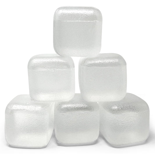 Extra Large Reusable Ice Cubes (2.2" Sq.) 6-Pack - BPA Free Plastic - Great for Cryotherapy Machines, Cold Therapy Units, (Clear)