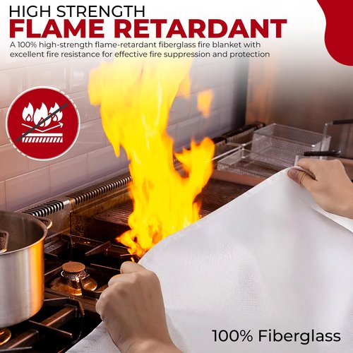 [Pack of 2] Fire Blanket w/ 2 Hooks –Reusable, Flame-Retardant, Tear-Resistant Safety Cover –Capable of withstanding Upto 1076°F (580°C) - Heavy-Duty fire Blankets Emergency for Home,Car - Outdoor