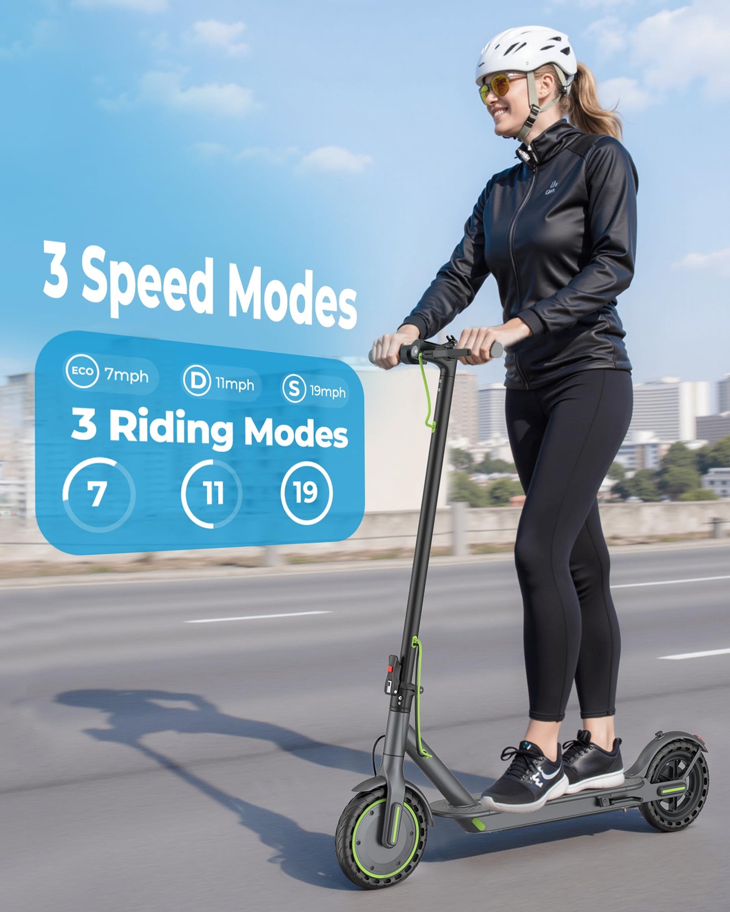 Roinside Electric Scooter for Adults - 8.5" Solid Tires, 350W Motor, Up to 19 MPH and 16 Miles Long-Range Commuting Folding E-Scooter with Dual Braking System and Smart App