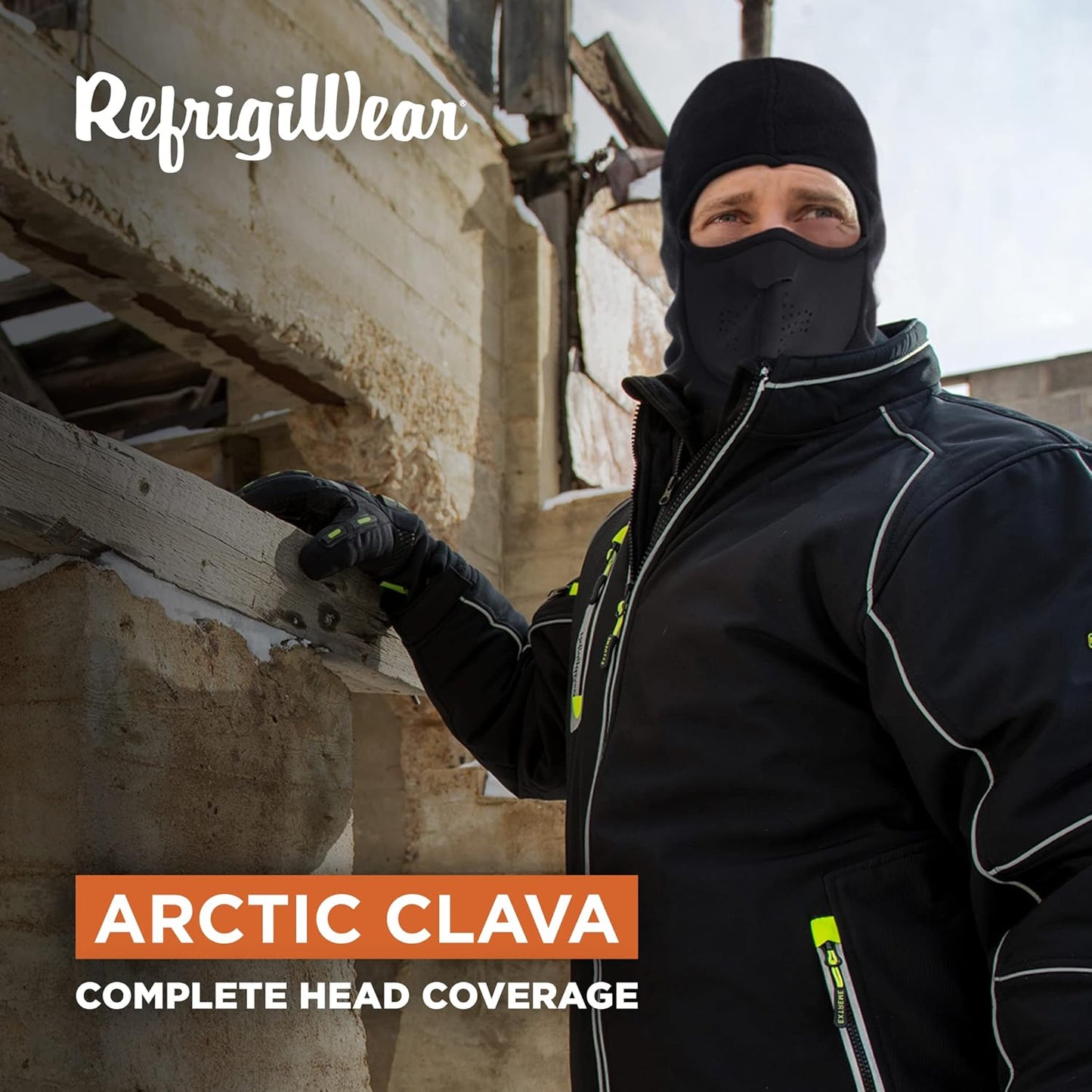 RefrigiWear Arctic Clava - Warm NeoFleece Moisture Wicking Windproof Waterproof Cold Weather Balaclava Face Mask (Black, Small/Medium)