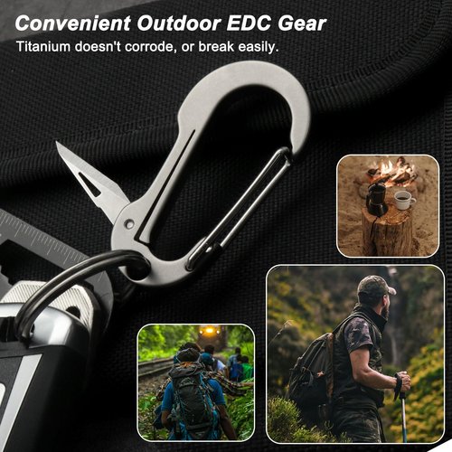 PJYTAC Titanium Carabiner Keychain with Key Rings, Multi-Function Keychain Quick Release Key Clip Car Key Chain Accessories with Titanium Keyrings