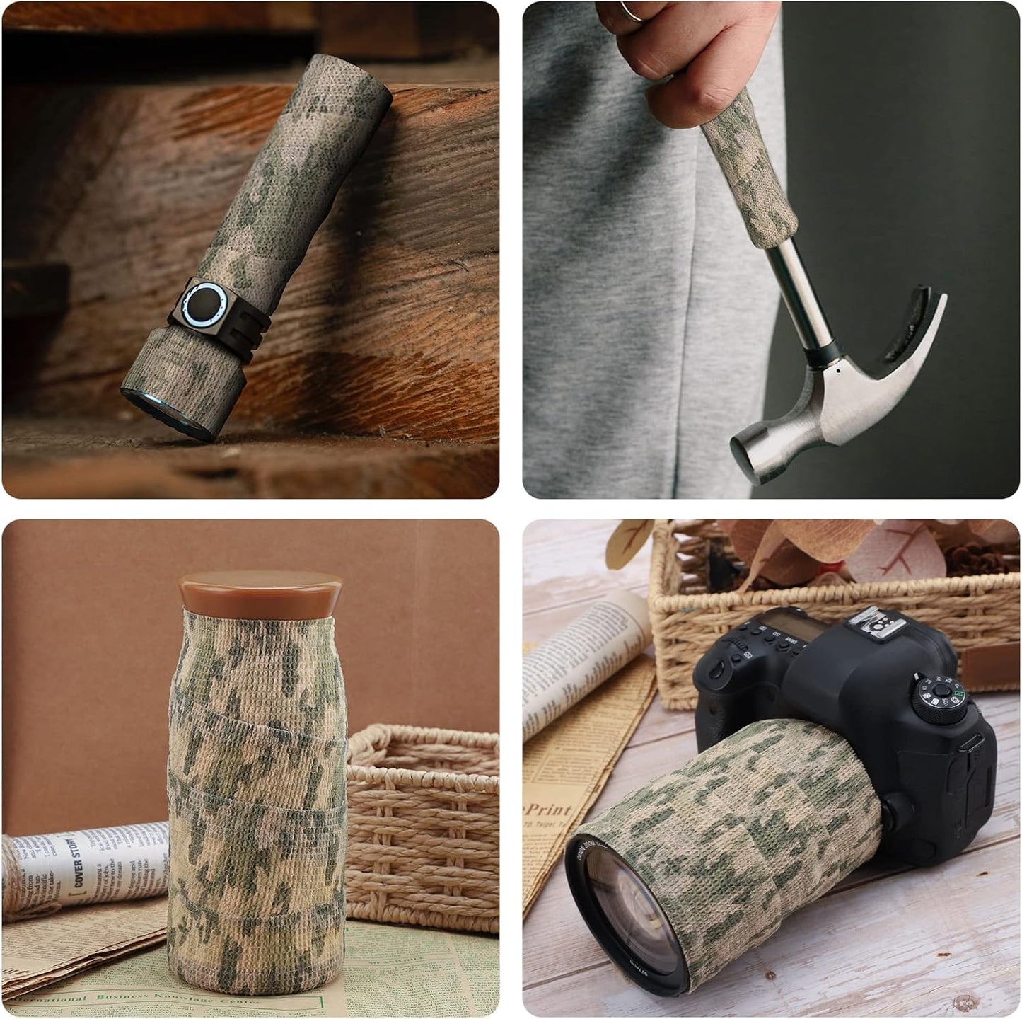 Camo Tape Wrap | Self-Adhesive Camouflage Bandage for Outdoor Sports | 2/3in x 14.76ft
