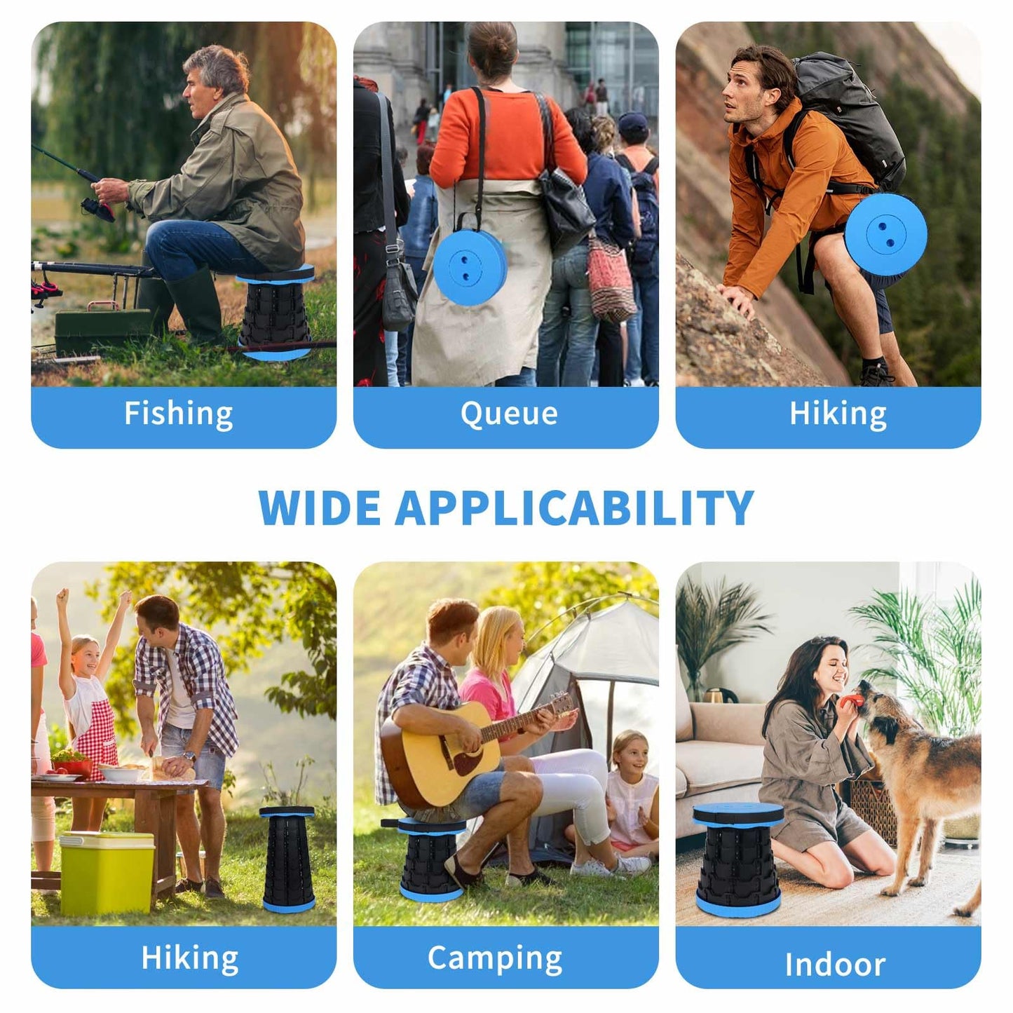 gnisbis Upgraded Collapsible Stool, Folding Chair with Switch Lock - Prodable Camping Stool with Load Capacity 400lbs, Retractable Collapsible Stool for Camping Fishing Hiking