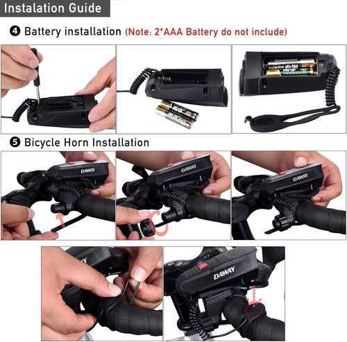 DAWAY A14 Electric Bike Horn - 110dB Loud Alarm with 5 Sound Modes & Free Screwdriver - Perfect Cycling Safety Gift for Kids & Adults