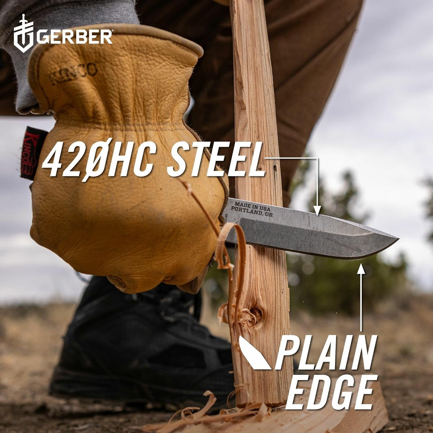 Gerber Gear StrongArm Knife - Fixed Blade - Tactical Knife for Survival Gear - Full Tang, 420HC Steel Blade - Camping Survival Knife - Made in USA - Plain edge, Coyote Brown