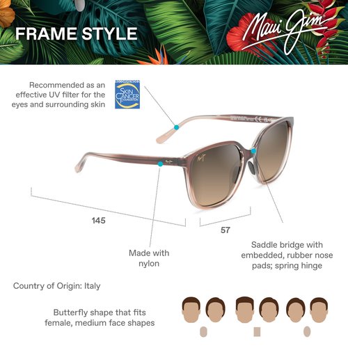 Maui Jim Good Fun Butterfly Sunglasses, Rootbeer Fade/Hcl Bronze Polarized, Medium