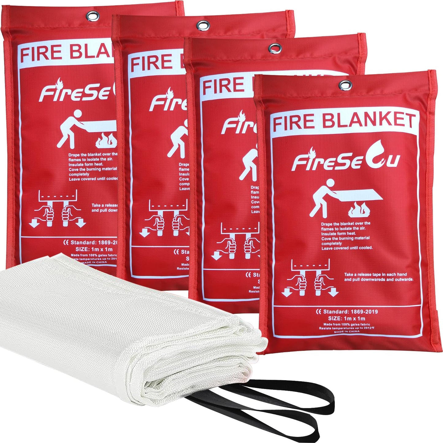 Fire Blanket，Fire Blankets Emergency For Home 4 Pack， 40” x 40” Emergency Fire Blanket，Fire Blanket For Home And kitchen， Fiberglass Fire Blanket