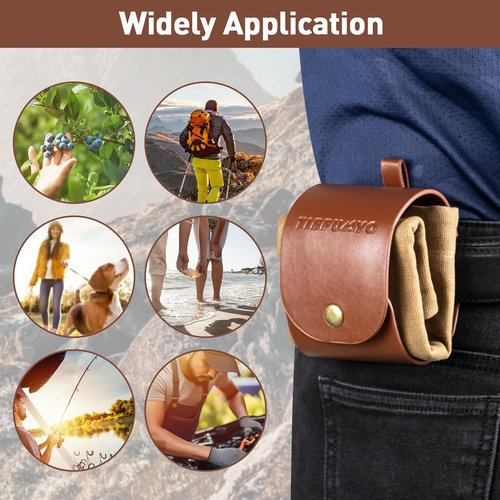 TIEFUMYO Foraging Bag Waxed Canvas Outdoor Camping Foraging Pouch Water Resistant Collapsible Brown Mushroom Bushcraft Belt Tool Bag for Travel Hiking Backpacking