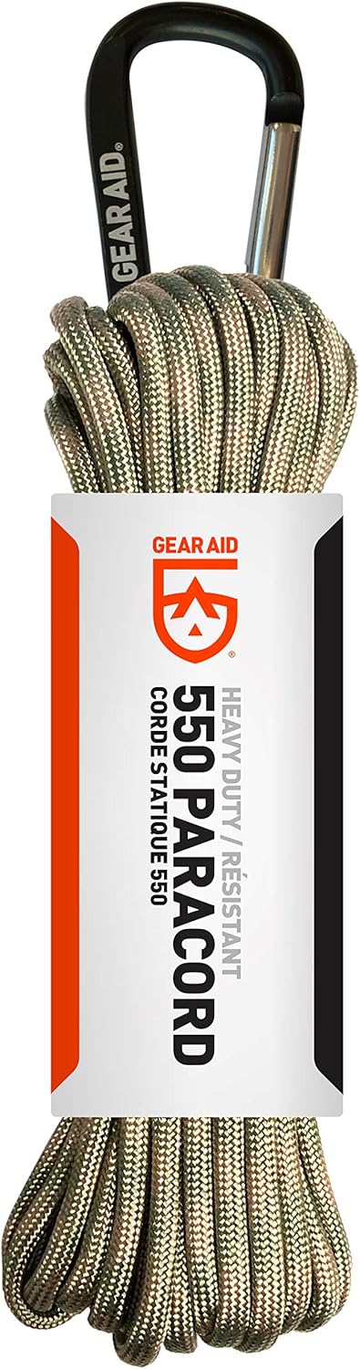 Gear AID 550 Paracord and Carabiner, 7 Strand Utility Cord for Camping and Survival
