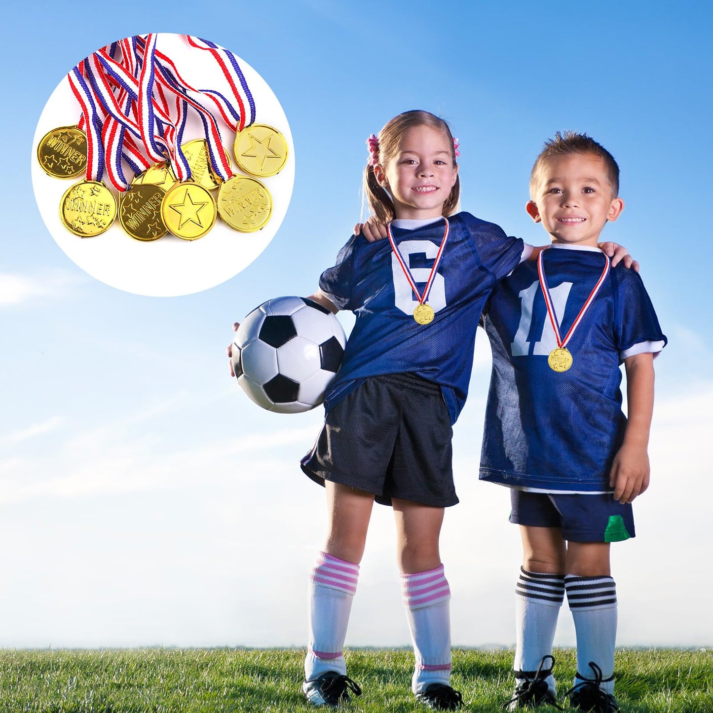 30 Pcs Gold Medals for Kids, Gold Plastic Winner Award Medals Golden Medal Prizes for Children Sports Competitions Game Party Gift