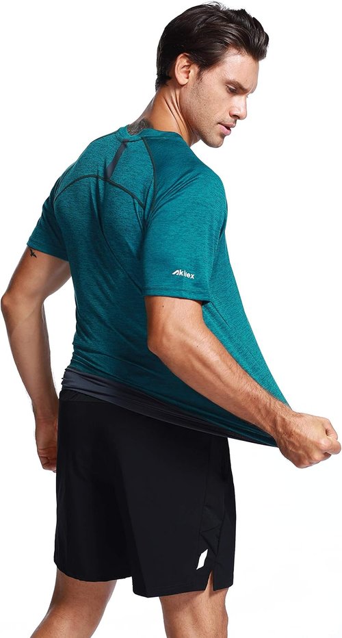 Mens Running Dry Fit T-Shirt Athletic Outdoor Short Sleeve Comfortable Sports Top