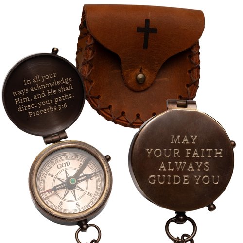 Baptism Gifts for Boys – Engraved Compass with Scripture – Religious Christian & Catholic Keepsake for Christening, First Communion, or Confirmation – Faith Compass Gift for Godson, Son, or Grandson