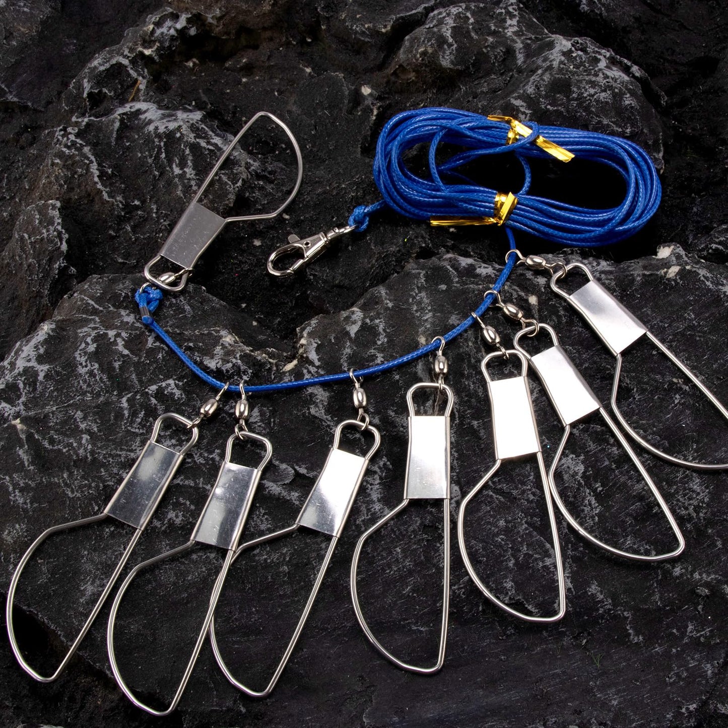 Alwonder Fish Stringer 16ft, Fishing Stringer with Stainless Steel Swivels Snaps Locks and Heavy Duty Ground Pillar, Stringers Fishing Gear for Trout Bass Salmon Walleye