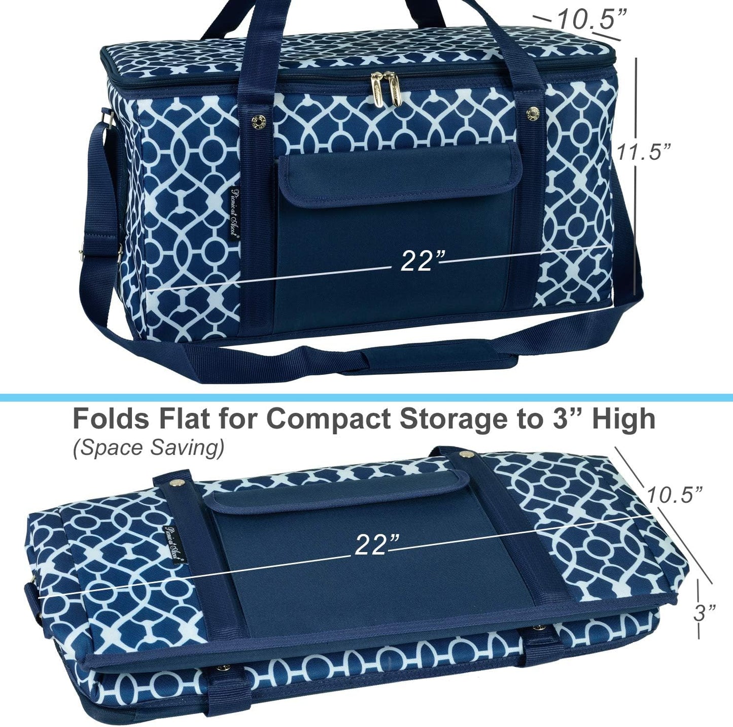 Picnic at Ascot 64 Can Capacity Heavy Duty Collapsible Leakproof Cooler- Designed & Quality Approved in The USA