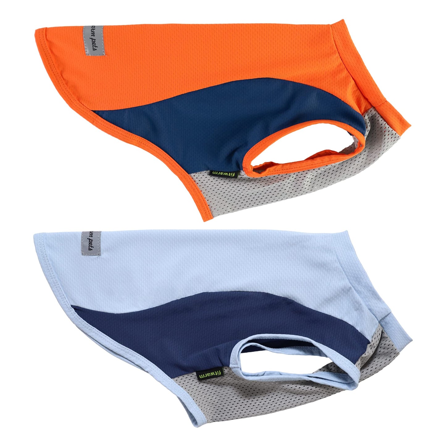 Fitwarm 2 Pack UPF 50+ UV Sun Protection Dog Shirt, Quick Dry Summer Dog Clothes for Small Dogs Boy Girl, Reflective Label, Lightweight Breathable Cooling Vest, Pet Cat Outfit, Orange, Blue, Medium