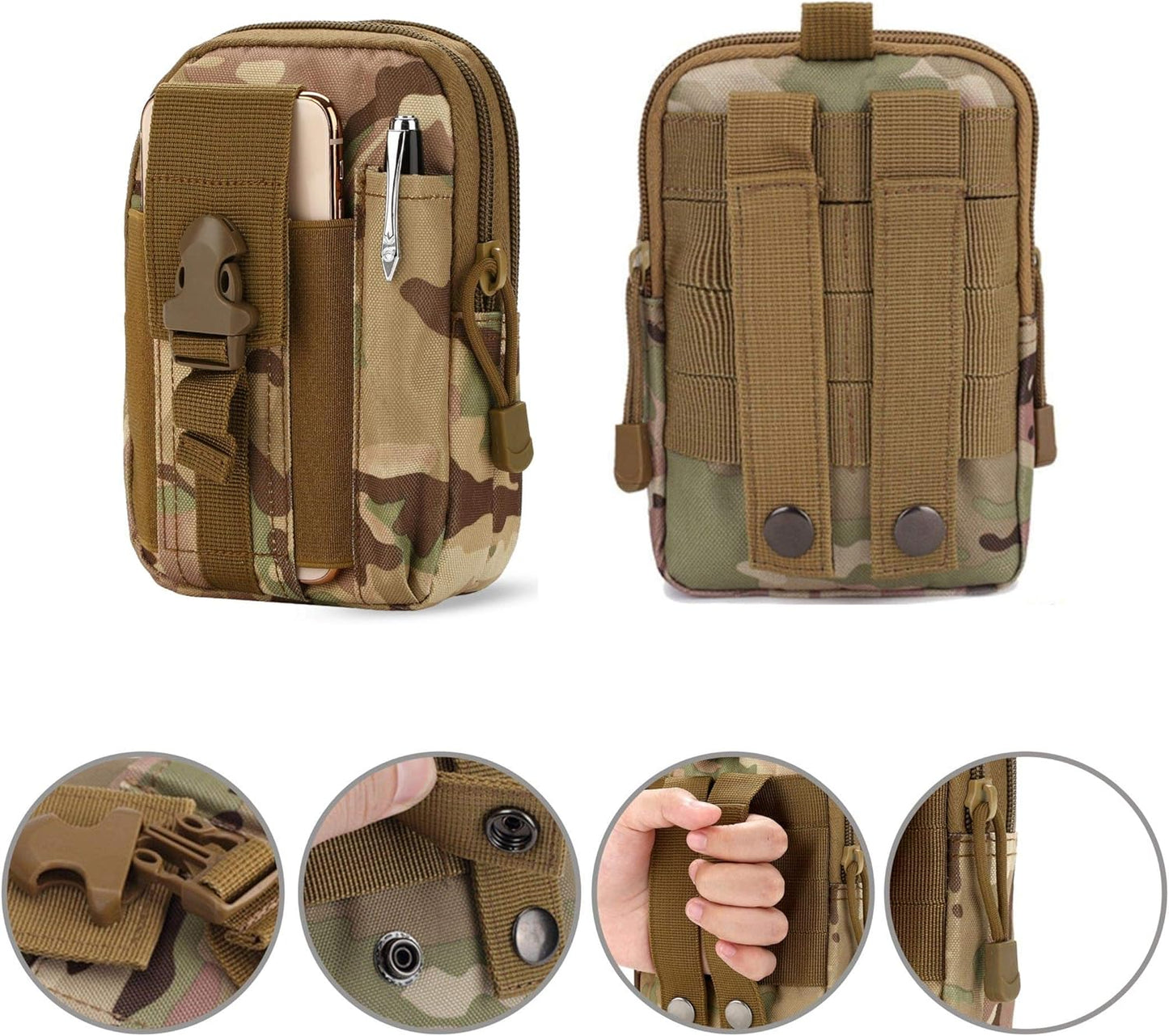 Tactical Waist Pouch EDC Molle Waist Bag Belt Phone Pouch Holster Purse Carrying Pouch for Smartphone, Tools