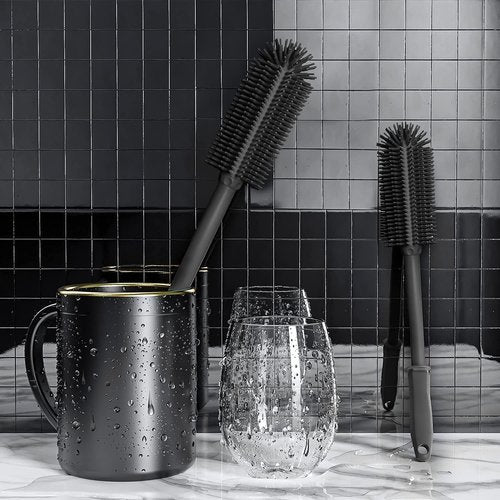 SUPPHOUS Long Silicone Bottle Cleaning Brush | 2 Pack| 16”+13”Water Bottle Brush Cleaner Brush for Hydro Flask,Glassware,Vacuum Sports Bottle&Vases,Silicone Water Bottle Cleaner Brush for Narrow Neck