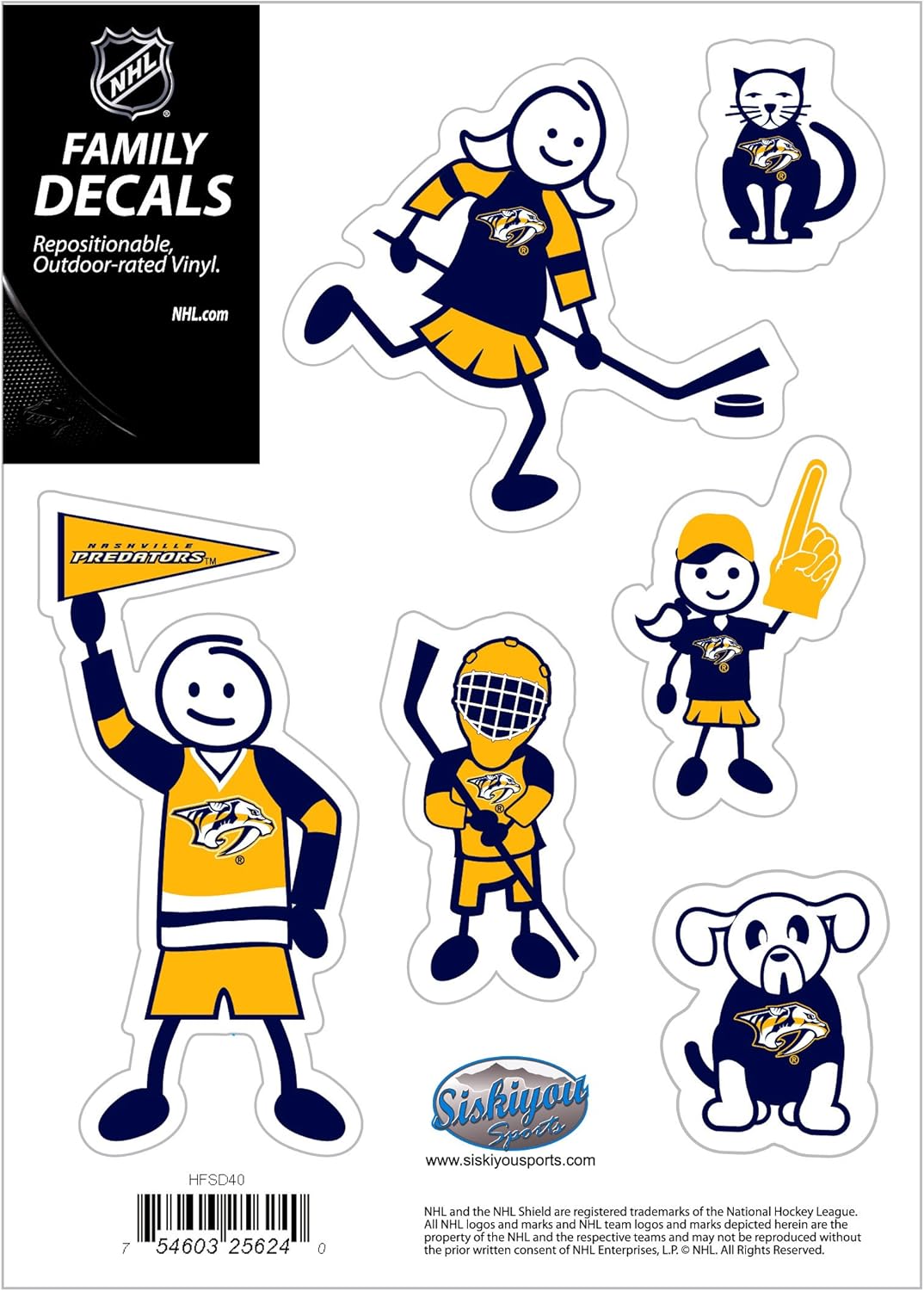NHL Small Family Decal Set - Siskiyou Sports Team Stickers for Fans