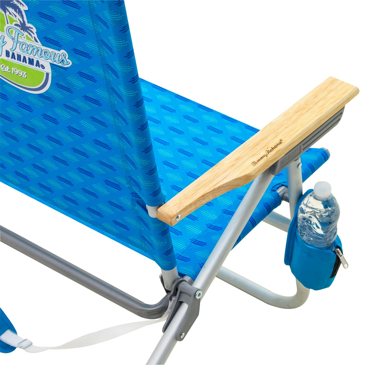 Tommy Bahama 2-Pack of 4-Position Extended 12.8" Seat Height Easy in-Easy Out Folding Beach Chair, Light Blue