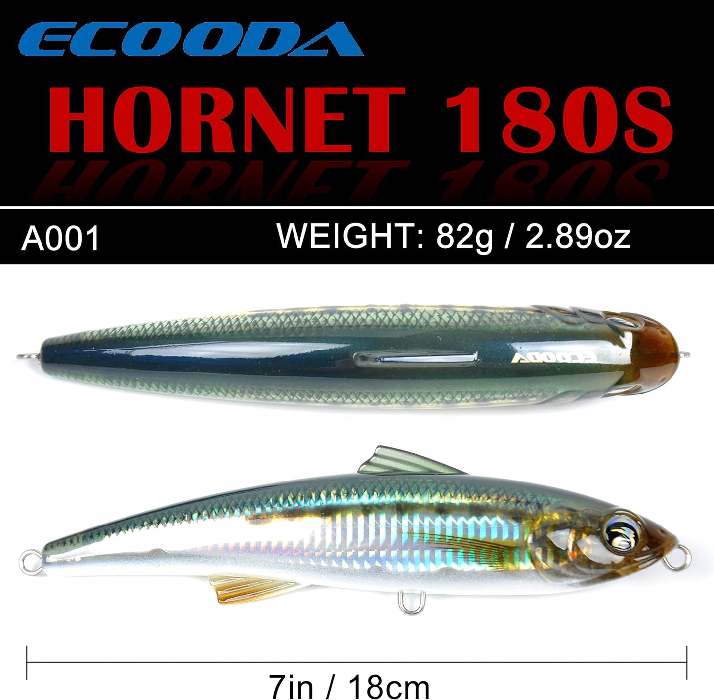 Hornet Saltwater Fishing Lure 2.9oz 7in Topwater Popper Hard Bait Floating Pencil Lure for Kingfish/Tuna/Mackerel/Marlin/Mahi Mahi Offshore Trolling Onshore Floating Crankbait
