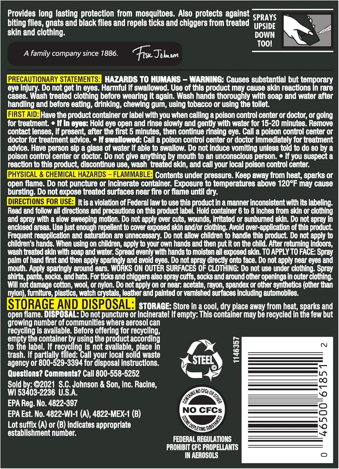OFF! Deep Woods Sportsmen Insect Repellent Aerosol, Bug Spray Containing 30% Deet, Protects Against Mosquitoes, 6 Oz, 4 Count